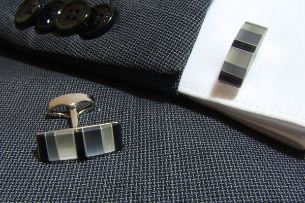 Manchetknopen Strepen Grijs tinten