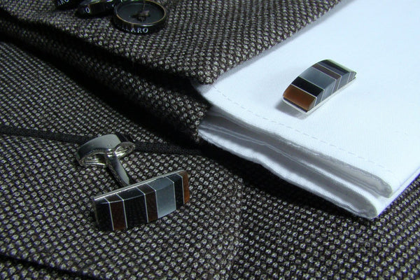 Manchetknopen Strepen Bruintinten