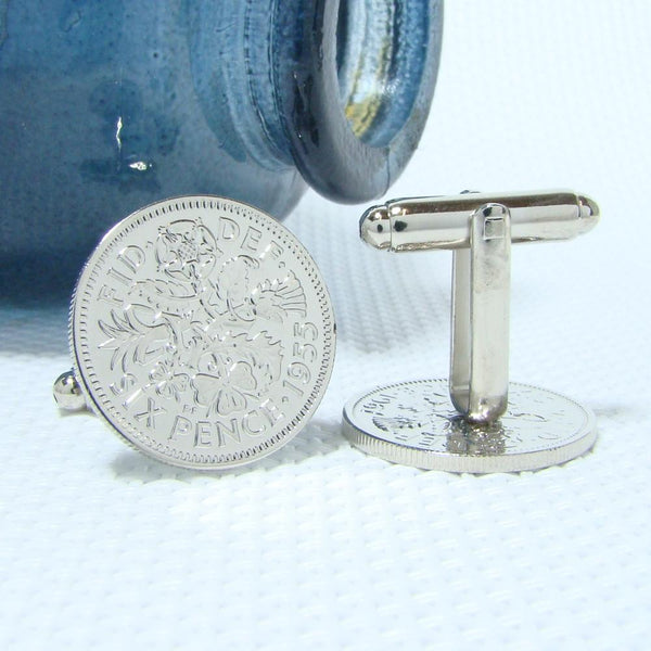 Manchetknopen Engeland Six Pence 1955