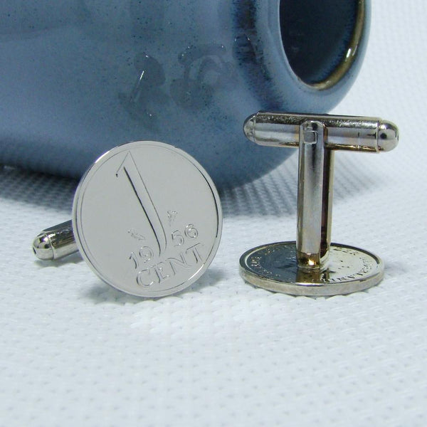 Manchetknopen gemaakt van 1 cent 1956