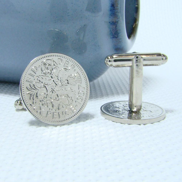 Manchetknopen Engeland Six Pence 1957