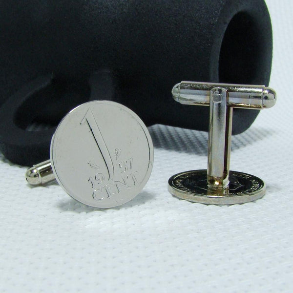 Manchetknopen gemaakt van 1 cent 1957