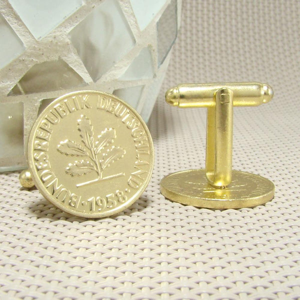 Manchetknopen Duitsland gemaakt van 2 Pfennig 1958