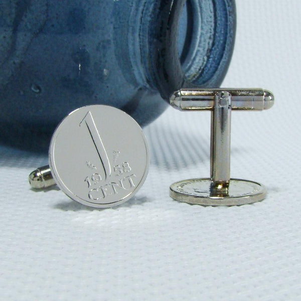 Manchetknopen gemaakt van 1 cent 1958