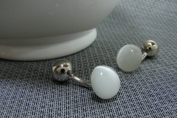 Manchetknopen Cats-eye Wit