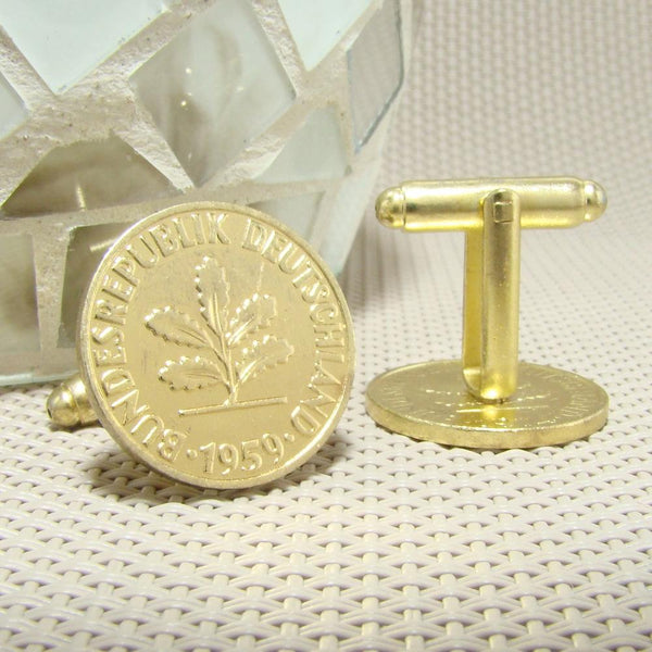 Manchetknopen Duitsland gemaakt van 2 Pfennig 1959