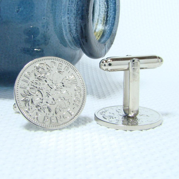 Manchetknopen Engeland Six Pence 1959