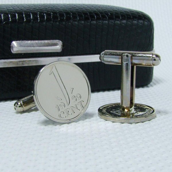 Manchetknopen gemaakt van 1 cent 1959