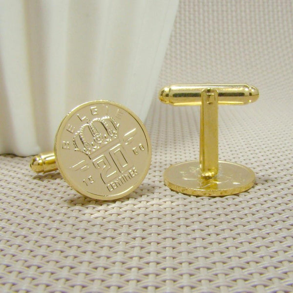 Manchetknopen België gemaakt van 20 Centimes 1960