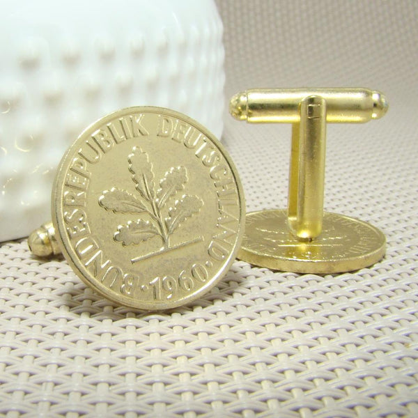 Manchetknopen Duitsland gemaakt van 2 Pfennig 1960