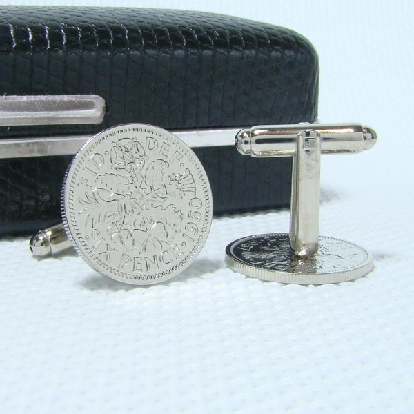 Manchetknopen Engeland Six Pence 1960