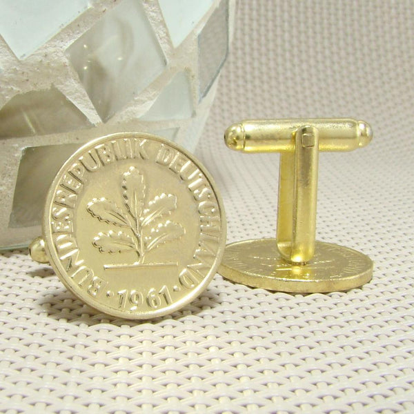 Manchetknopen Duitsland gemaakt van 2 Pfennig 1961