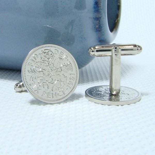 Manchetknopen Engeland Six Pence 1961