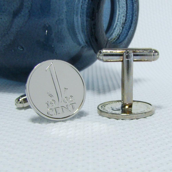 Manchetknopen gemaakt van 1 cent 1962