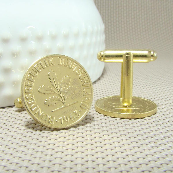Manchetknopen Duitsland gemaakt van 2 Pfennig 1963