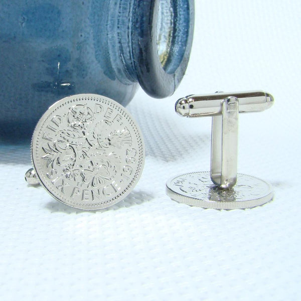 Manchetknopen Engeland Six Pence 1963