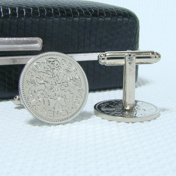 Manchetknopen Engeland Six Pence 1964