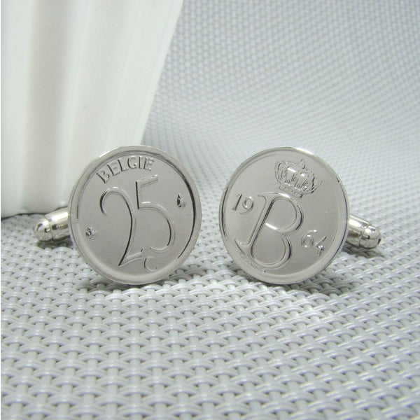 Manchetknopen België gemaakt van 25 Cent 1964