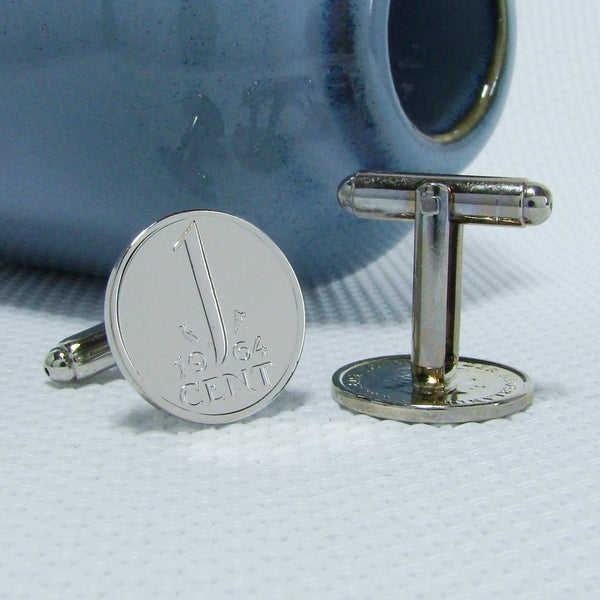Manchetknopen gemaakt van 1 cent 1964