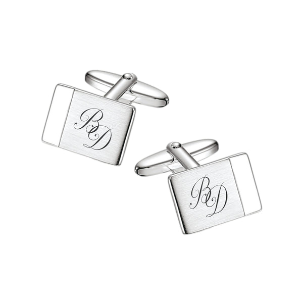 Zilveren Manchetknopen Element met Lettergravure - Sterling Zilver