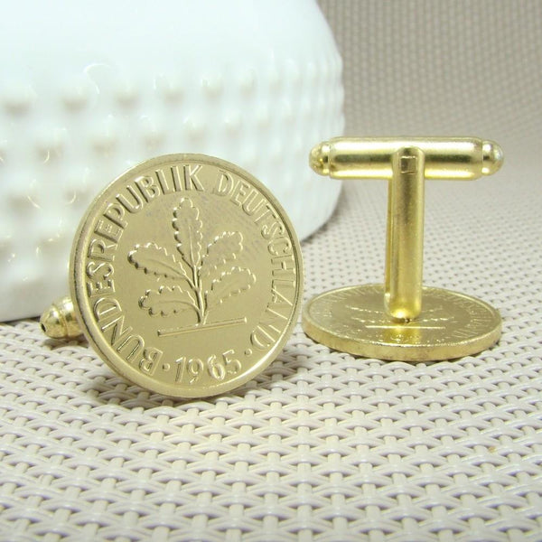 Manchetknopen Duitsland gemaakt van 2 Pfennig 1965