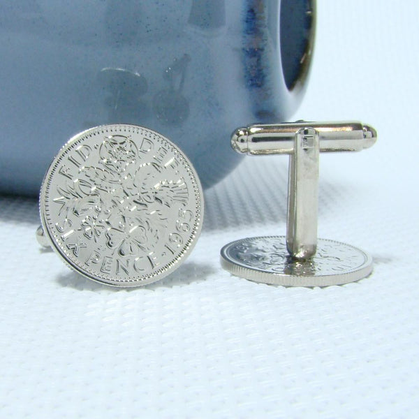 Manchetknopen Engeland Six Pence 1965