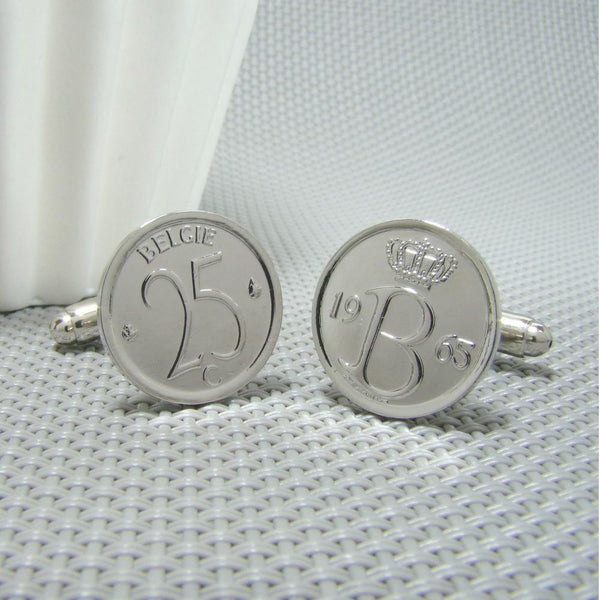 Manchetknopen België gemaakt van 25 Cent 1965