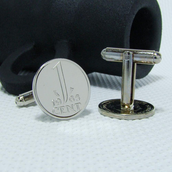 Manchetknopen gemaakt van 1 cent 1965