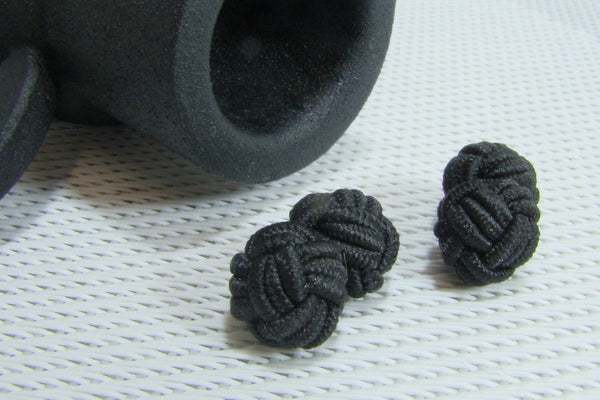 Manchetknopen Zwart Gevlochten