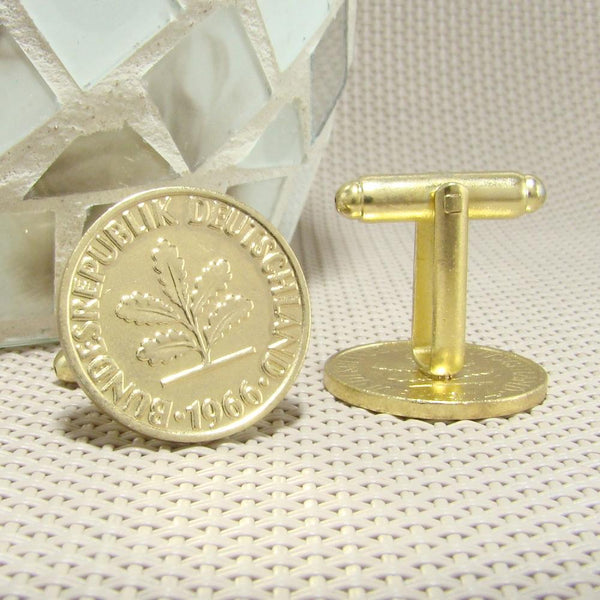 Manchetknopen Duitsland gemaakt van 2 Pfennig 1966
