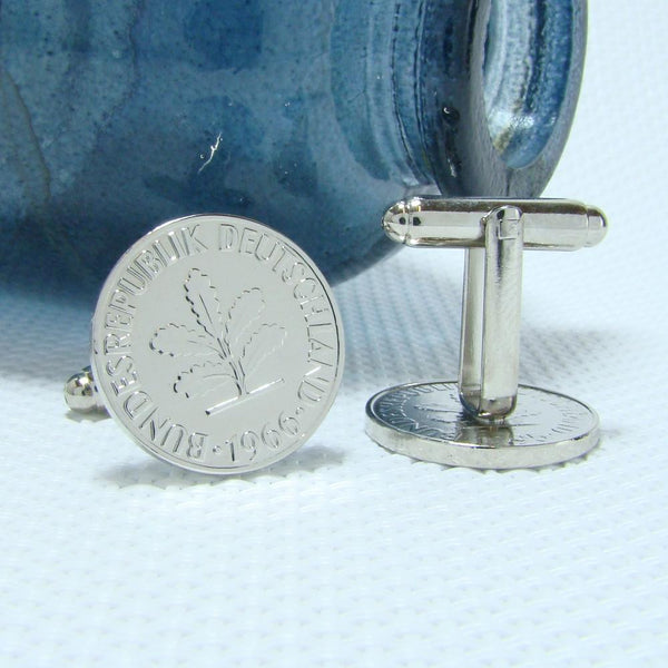 Manchetknopen Duitsland gemaakt van 5 Pfennig 1966