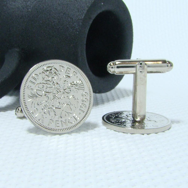 Manchetknopen Engeland Six Pence 1966