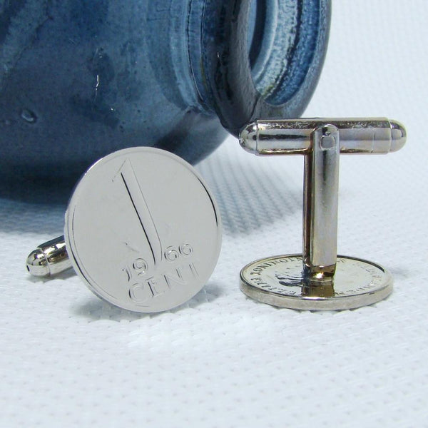 Manchetknopen gemaakt van 1 cent 1966