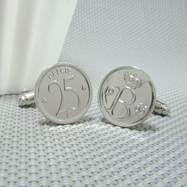 Manchetknopen België gemaakt van 25 Cent 1966