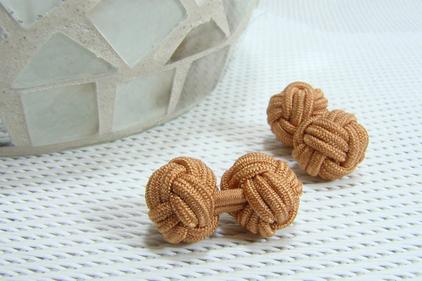 Manchetknopen Bruin (goud) Gevlochten