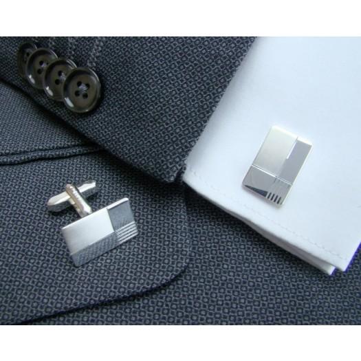 Zilveren Manchetknopen Blokdetails - Sterling Zilver