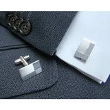 Zilveren Manchetknopen Blokdetails met Lettergravure - Sterling Zilver