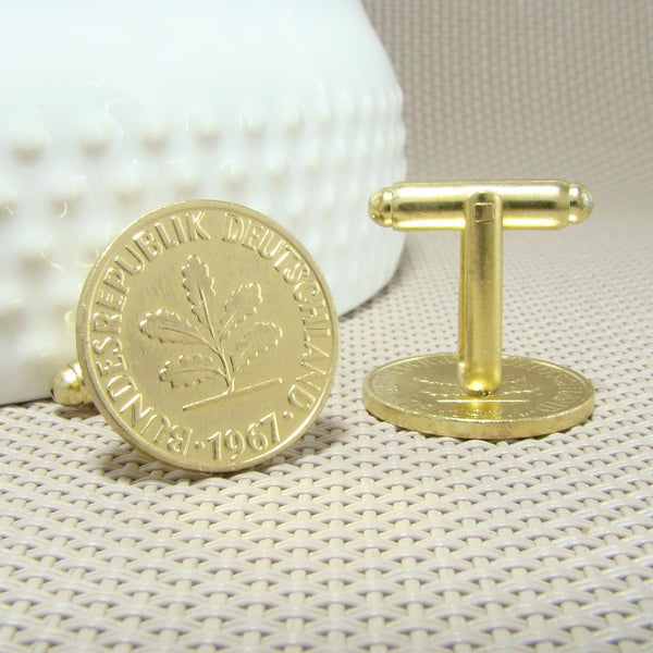 Manchetknopen Duitsland gemaakt van 2 Pfennig 1967