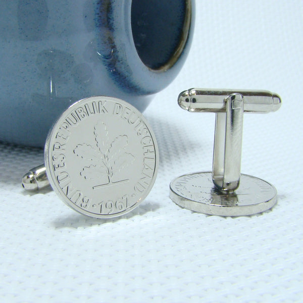Manchetknopen Duitsland gemaakt van 5 Pfennig 1967