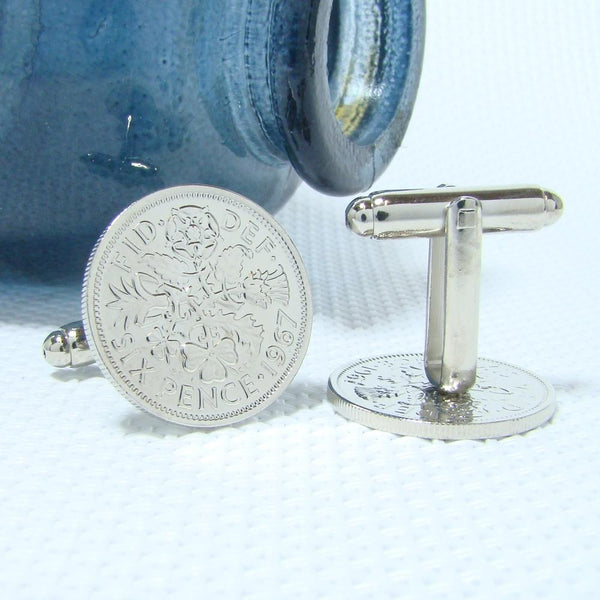 Manchetknopen Engeland Six Pence 1967