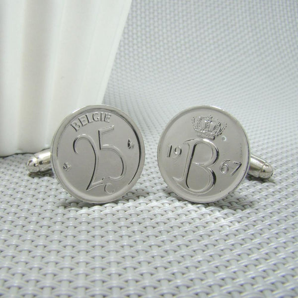 Manchetknopen België gemaakt van 25 Cent 1967