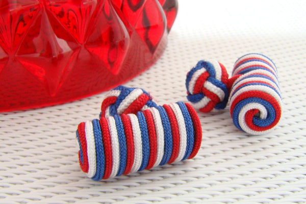 Manchetknopen Rood Wit Blauw Cilinder