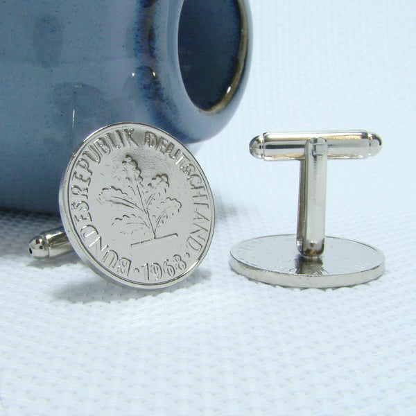 Manchetknopen Duitsland gemaakt van 50 Pfennig 1968