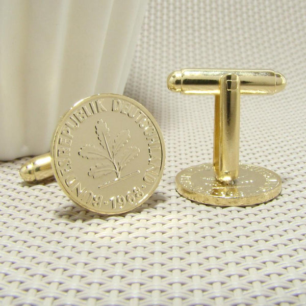 Manchetknopen Duitsland gemaakt van 1 Pfennig 1968