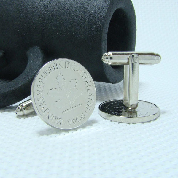 Manchetknopen Duitsland gemaakt van 5 Pfennig 1968