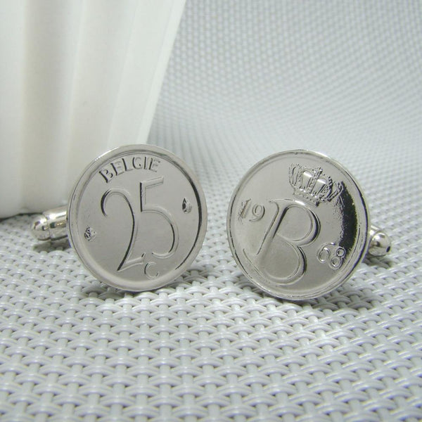 Manchetknopen België gemaakt van 25 Cent 1968