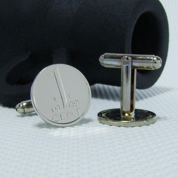 Manchetknopen gemaakt van 1 cent 1969