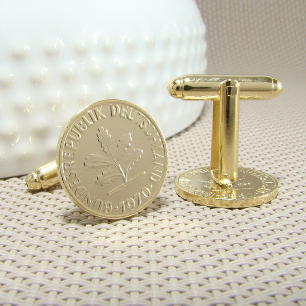 Manchetknopen Duitsland gemaakt van 1 Pfennig 1970