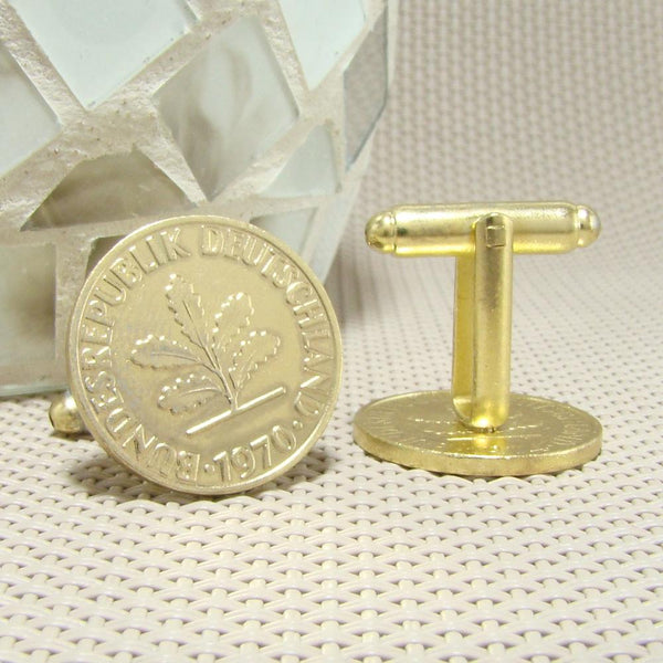 Manchetknopen Duitsland gemaakt van 2 Pfennig 1970