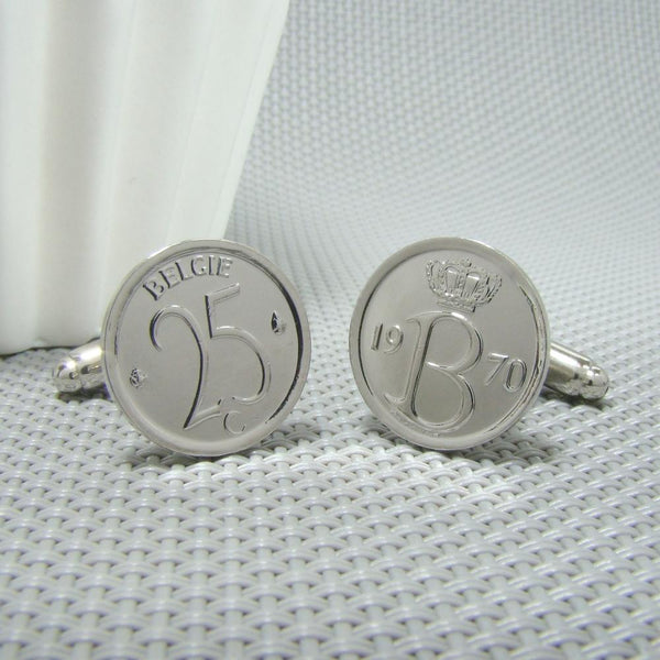 Manchetknopen België gemaakt van 25 Cent 1970